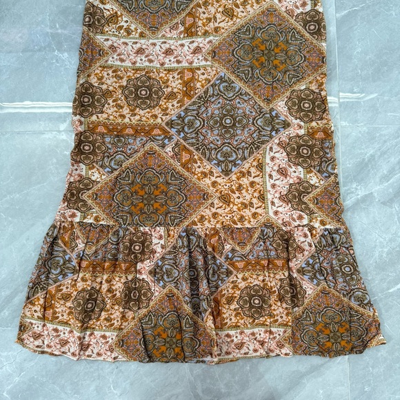 Women’s Kachel x Anthropologie Tess Ruffle Maxi Skirt Patterned Festival Boho 8 - Picture 6 of 16